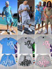 Y2K Matching Set – Oversized Tee & Low-Rise Shorts Cotton Women