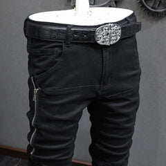 Black Skinny Fit Men's Jeans – High Street Stretch Denim with Ripped Details