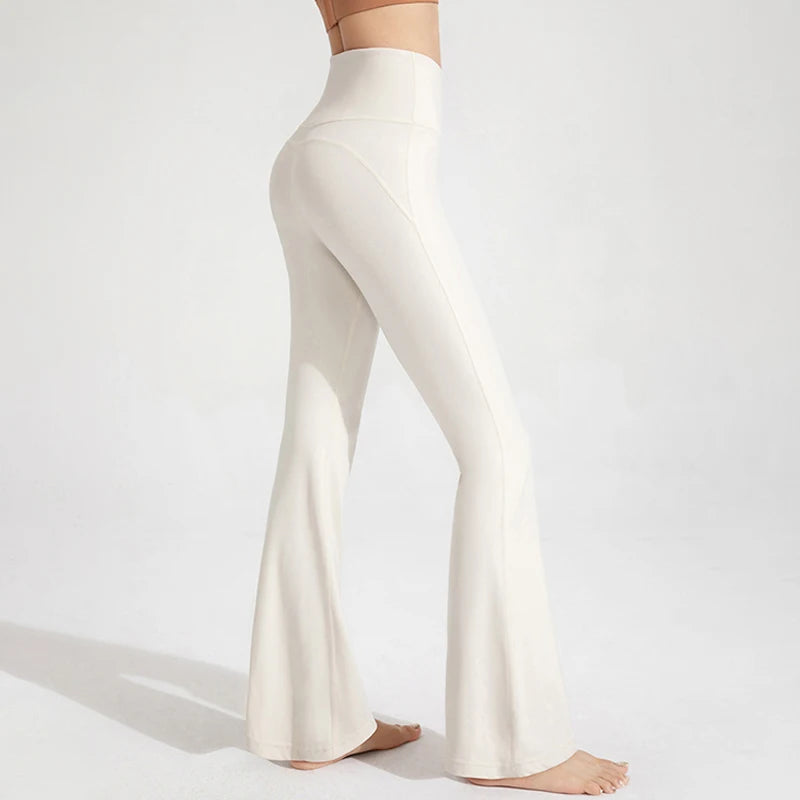 Naked Feel High-Waisted Flare Yoga Pants - Waist Cinching Hip Lifting Bell Bottom Fitness Leggings