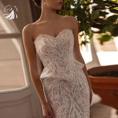 Custom Sweetheart Mermaid Wedding Dress – Handcrafted Lace Appliqué Bridal Gown with Tailored Fit