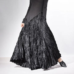 Pleated Maxi Skirt High Waist Wide Hem – A-Line Spring Streetwear