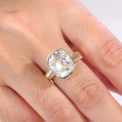 18K Solid Gold Moissanite Engagement Ring – Elongated Cushion Cut 6.5 CT Statement Ring