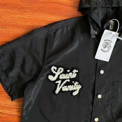 SAINT VANITY Embroidered Hooded Trench Coat – Casual Sports Short-Sleeve Waterproof Jacket