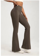 Naked Feel High-Waisted Flare Yoga Pants - Waist Cinching Hip Lifting Bell Bottom Fitness Leggings