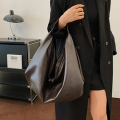 Large Black Leather Hobo Bag - Soft Crossbody Shoulder Tote for Women