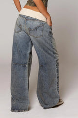 Hip Hop Splice Retro Wide Leg Jeans – Baggy Cargo Pants for Women