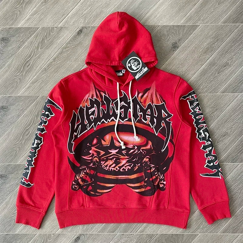 HS Skull & Flame Skeleton Hoodie – Vintage-Inspired Graphic Pullover |