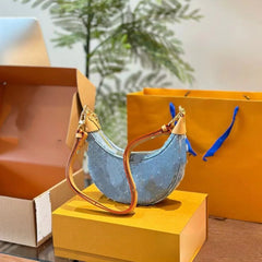 Classic Denim Canvas Moon Bag – Versatile Crossbody & Shoulder Handbag for Women