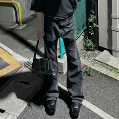 High Street Vintage Black Flare Jeans Men - Y2K Baggy Oversized Unisex Denim