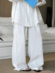 White Pinstripe Two-Piece Suit – Polyester Viscose Cold Wash Oversized