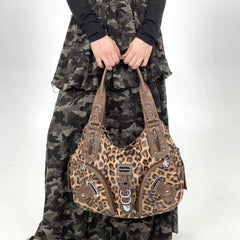 Leopard Dumpling Handbag - Large Top Handle Shoulder Tote Bag for Women