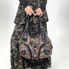 Leopard Dumpling Handbag - Large Top Handle Shoulder Tote Bag for Women