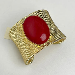 Open Cuff Bangle Bracelet for Women – Brushed Statement Gemstone Jewelry