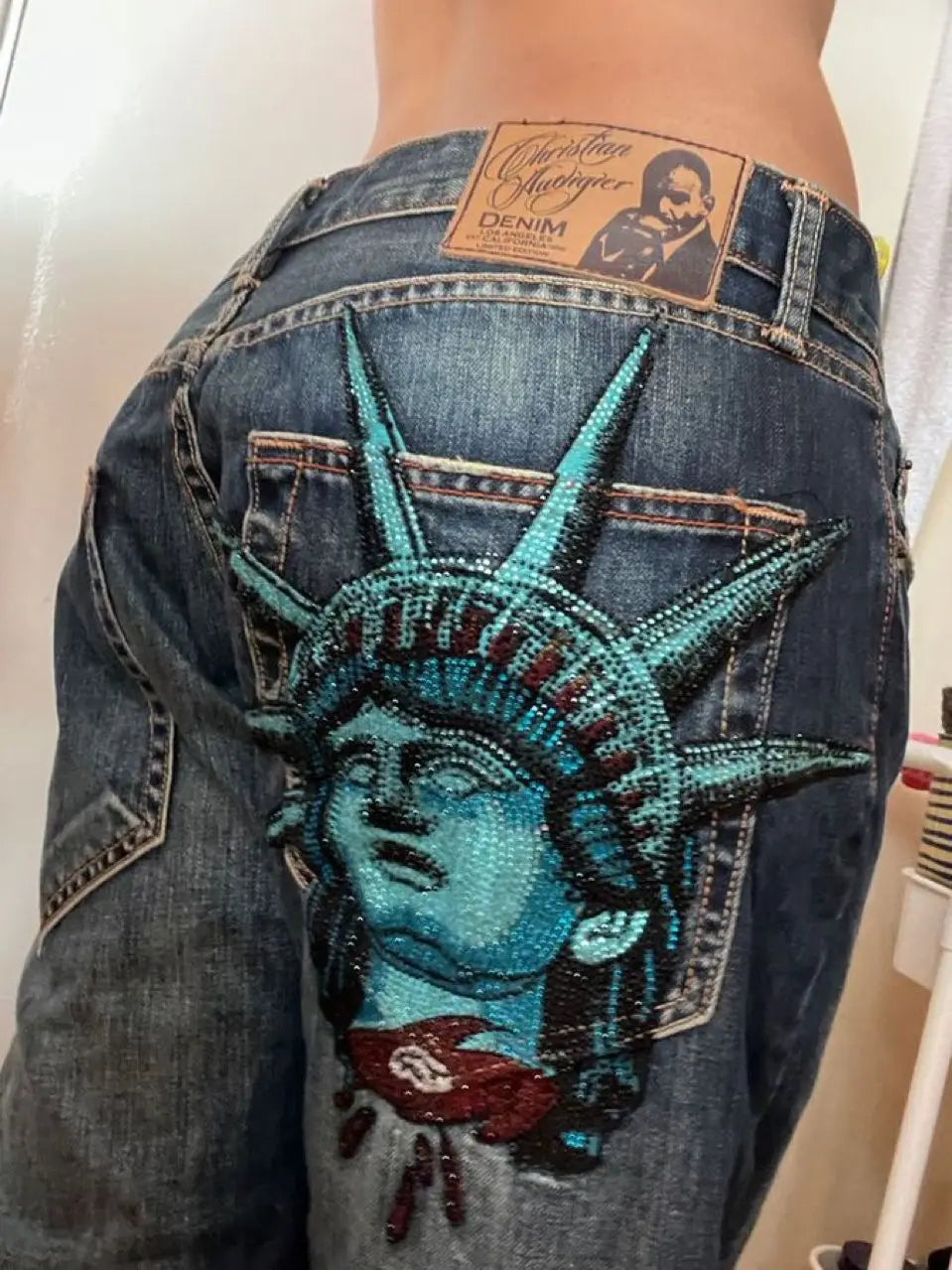 Y2K Liberty-Inspired Diamond Embroidered Jeans 2026