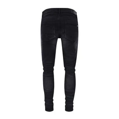 Designer Black Denim Jeans for Men – Washed Slim Fit Streetwear Pants