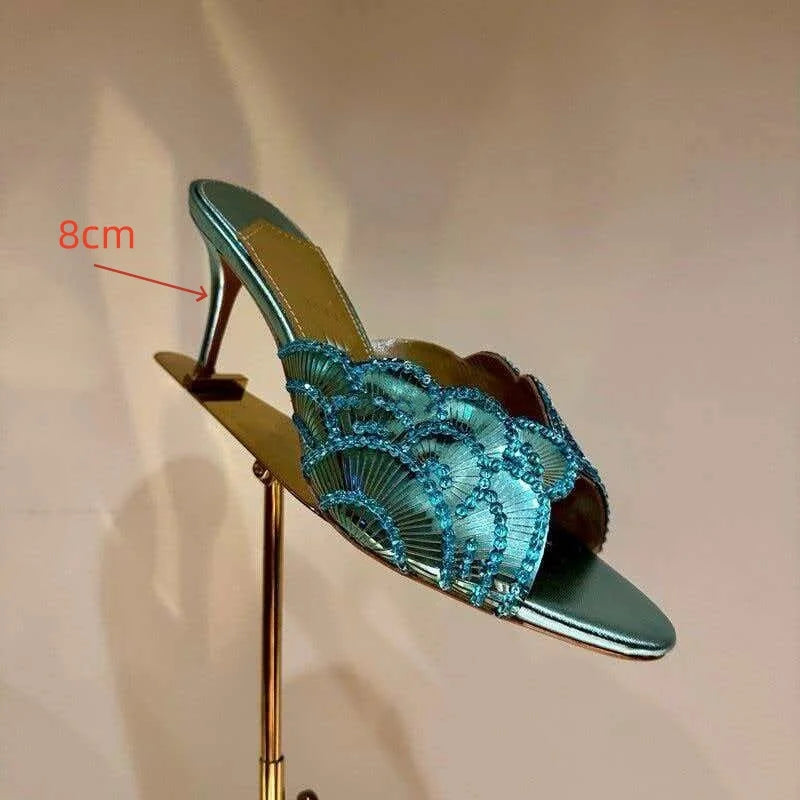 2026 European & American Style Sequin Rhinestone Open-Toe Slippers