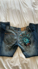 Y2K Liberty-Inspired Diamond Embroidered Jeans 2026