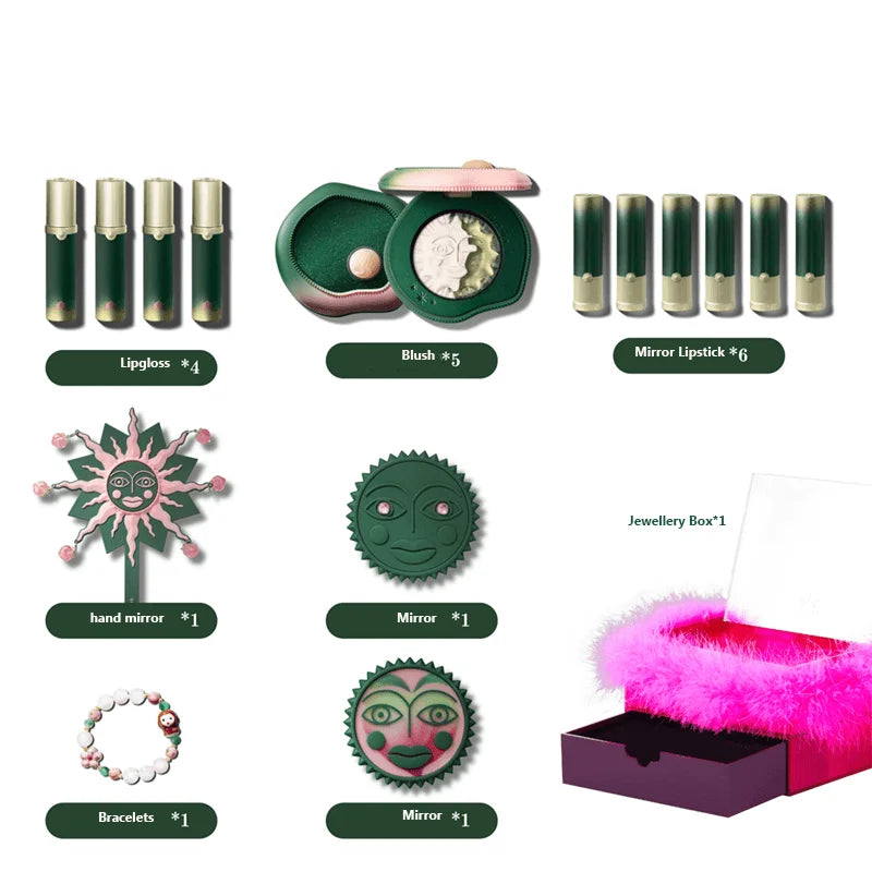 Girlcult Peach Makeup Gift Set – 20-Piece All-in-One Kit with Lipstick, Blush, Lip Gloss & Mirror