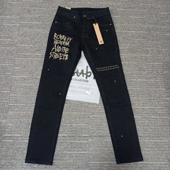 Retro Low Rise Skinny Jeans - Light Blue Ripped Stretch Denim - Unisex