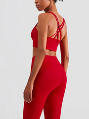 2-Piece Yoga Set Women - Push Up Sports Bra + High Waist Leggings Athletic Tracksuit