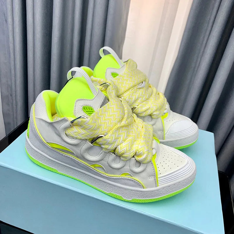 Unisex Colorful Print Sneakers | Round Toe Lace-Up Street Style Sport Shoes