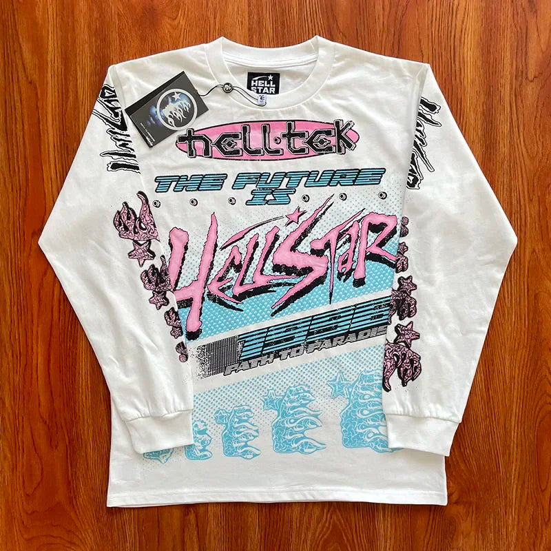 HS Long Sleeve Cotton T-Shirt – European & American Streetwear Inspired Unisex Tee |