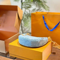 Classic Denim Canvas Moon Bag – Versatile Crossbody & Shoulder Handbag for Women