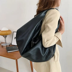 Large Black Leather Hobo Bag - Soft Crossbody Shoulder Tote for Women
