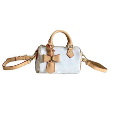 Urban Simple Style Women's Bucket Bag – Pillow-Shaped Crossbody in White with Tricolor Floral Print 2026