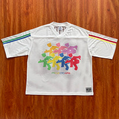 Project Capri Emergency Portrait Tee - European Graffiti Mesh Loose Fit T-Shirt