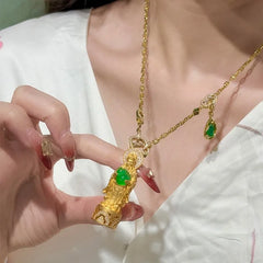 Universal Gold-Plated Chain with Jade Buddha Pendant