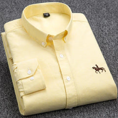 Large Size Men's Oxford Shirt – 100% Pure Cotton Long Sleeve Business Casual Shirt