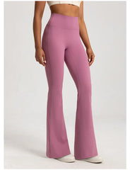 Naked Feel High-Waisted Flare Yoga Pants - Waist Cinching Hip Lifting Bell Bottom Fitness Leggings