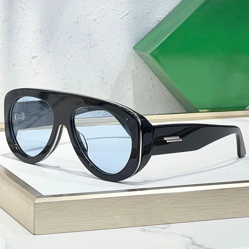 Oval Acetate Sunglasses for Men & Women – Thick Frame Retro UV400 Eyewear | High-Quality