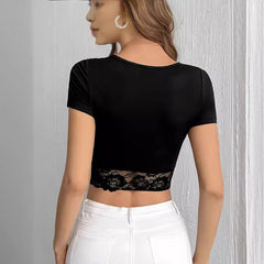 Fitted Cropped T-Shirt – Cotton Spandex Cold Wash Body-Skimming