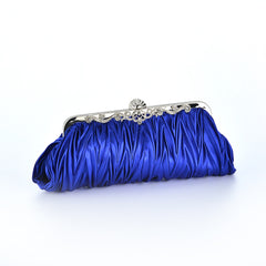 Ruby Red Pleated Clutch – Satin Bridesmaid Chain Strap Bag
