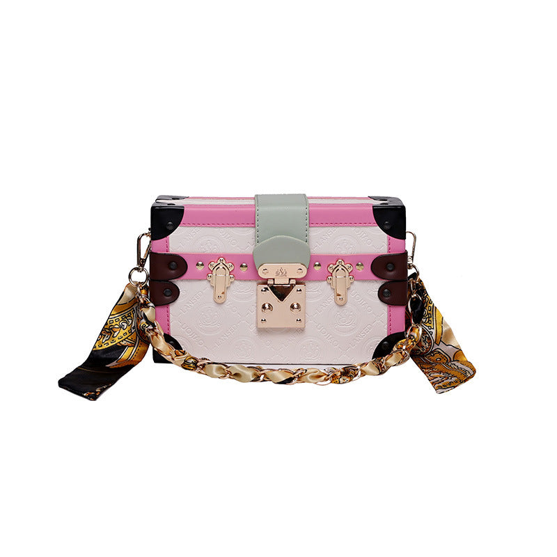 Structured Boxy Bag – Adjustable Strap Vegan Leather Abstract Print